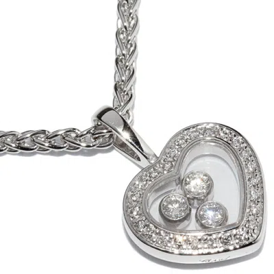 Chopard K18wg Diamond Happy Pendant Necklace In Silver