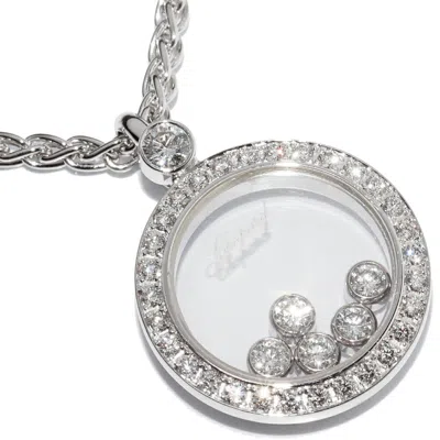 Chopard K18wg Diamond Happy Pendant Necklace In Silver