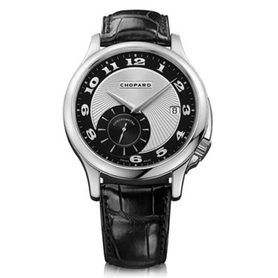 Chopard L.u.c Classic Twist Silver And Black Dial Black Leather Men's Watch 161888-1001