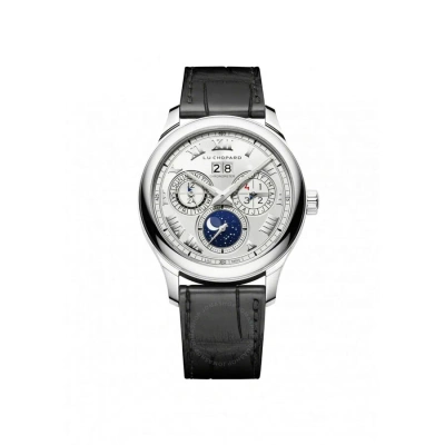 Chopard L.u.c Lunar One Sunray Satin-brushed Silver Dial Automatic Men's Watch 161927-1001 In Black