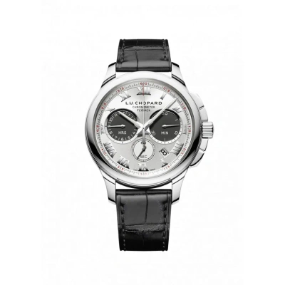 Chopard L.u.c. Chrono One Silver Dial 18 Carat White Gold Men's Watch 161928-1001 In Black
