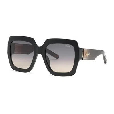 Chopard Ladies Black Square Sunglasses Sch363m 0blk In ["grey"]