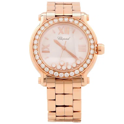 Pre-owned Chopard Ladies Rose Gold Happy Sport Quartz Wristwatch Ref 277481-5001 In Red