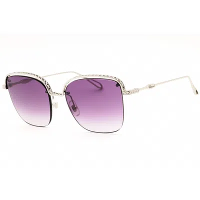 Chopard Ladies Silver Tone Rectangular Sunglasses Schd45s In ["silver Tone"]