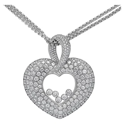 Pre-owned Chopard Large Diamond Heart Pendant Necklace ‘happy Diamonds' 10cttw In 18k Gold In Multi