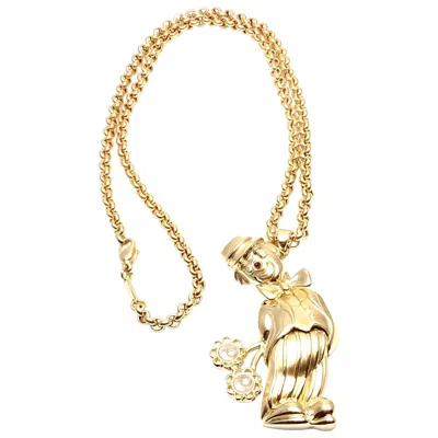 Pre-owned Chopard Large Happy Clown With Flowers Yellow Gold Pendant Necklace