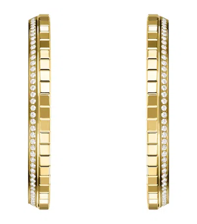 Chopard Large Yellow Gold And Diamond Ice Cube Hoop Earrings