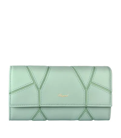 Chopard Leather Diamond Continental Wallet In Green