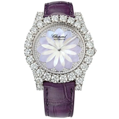 Chopard L'heure Du Diamant Automatic Diamond Ladies Watch 139419-1408 In Gold / Gold Tone / Mother Of Pearl / Purple / White