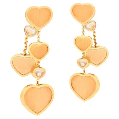 Pre-owned Chopard Limited Edition 007 Golden Hearts Rose Gold Happy Diamond Drop Earrings In Red