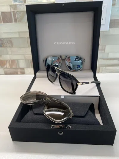 Pre-owned Chopard Limited Schg08 0rac Black/gold W/ 2 Extra Lens Sunglasses 58-17-145 In Brown