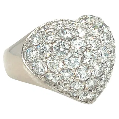 Pre-owned Chopard Love Heart Shaped Bombé Diamonds 18k White Gold Cocktail Ring