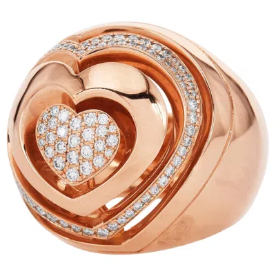 Pre-owned Chopard L.u.c. Diamond Heart 18k Pink Gold Dome Cocktail Ring