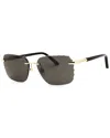 Chopard Schg62 Polarized Rectangular Metal Sunglasses In Gold