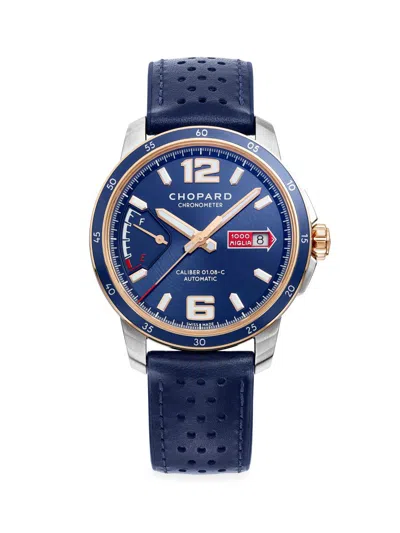 Chopard Men's Classic Racing Mille Miglia Gts Azzurro Power Control 18k Rose Gold, Stainless Steel & Leather In Neutral