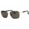 Chopard Schg62 Polarized Rectangular Metal Sunglasses In Gold