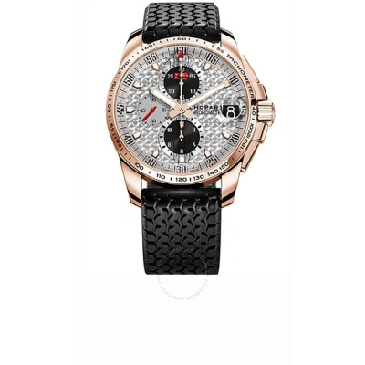 Chopard Mille Miglia Gt Xl Silver Dial Chronograph Rose Gold Rubber Men's Watch 161268-5007 In Black