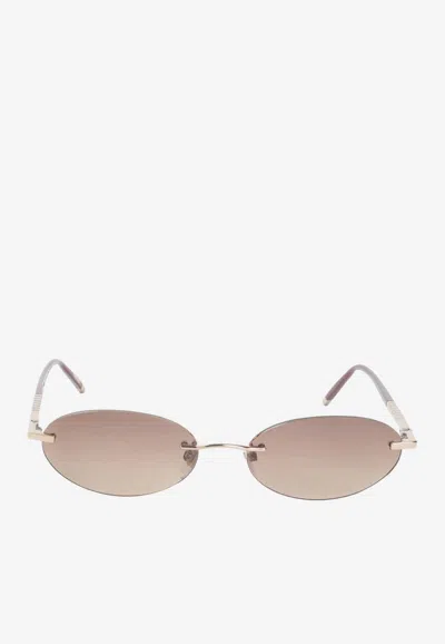 Chopard Oval-frame Metal Sunglasses In Brown
