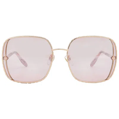 Chopard Pink Silver Mirror Square Ladies Sunglasses Schg33s 2amx 61 In Neutral