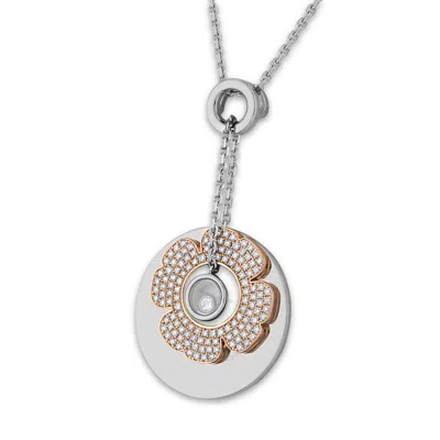 Chopard 18k White & Rose Gold Diamond Necklace In Metallic