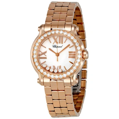 Chopard Happy Sport Diamond Silver Mother Of Pearl With 5 Floating Diamonds Dial Ladies Wa In Blue / Gold / Gold Tone / Mother Of Pearl / Rose / Rose Gold / Rose Gold Tone / Silver