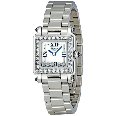 Chopard Happy Sport Square Diamond White With 5 Floating Diamonds Dial Ladies Watch 27/889 In Blue / White