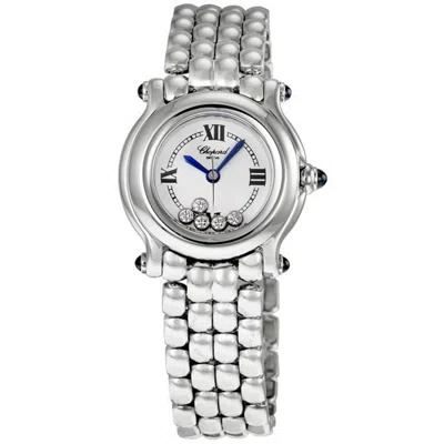 Chopard Happy Sport White With 5 Floating Diamonds Dial Ladies Watch 27/8250-23 In White/silver Tone