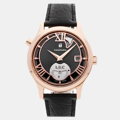 Pre-owned Chopard L.u.c. Limited Edition 161912-5002 Black 18k Rose Gold Men's Wristwatch 41 Mm