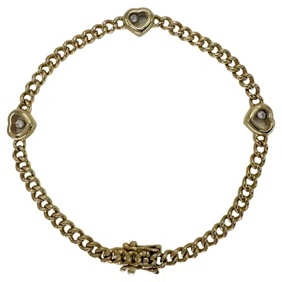 Pre-owned Chopard Rare Vintage  Love Heart Happy Diamonds Curb Bracelet 18k Yellow Gold