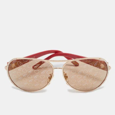 Pre-owned Chopard Red/brown Sch 9400 Crystals Aviators Sunglasses