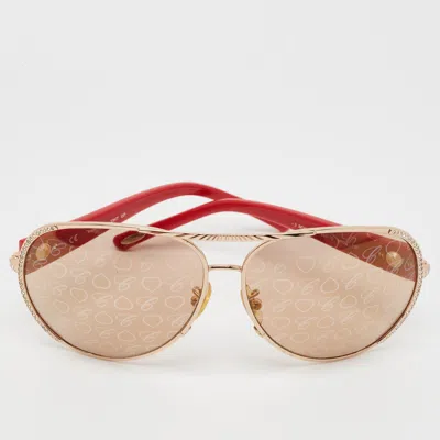Pre-owned Chopard Red/brown Sch9400 Aviator Sunglasses