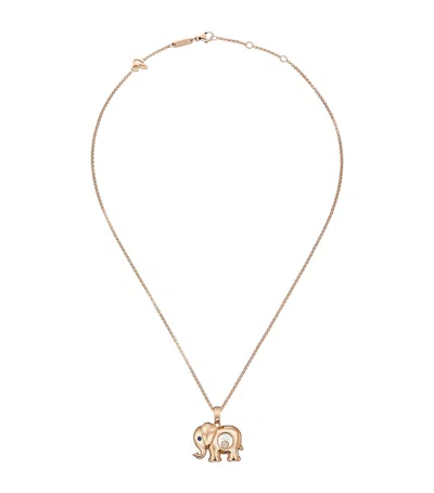 Chopard Rose Gold And Diamond Happy Diamonds Elephant Necklace