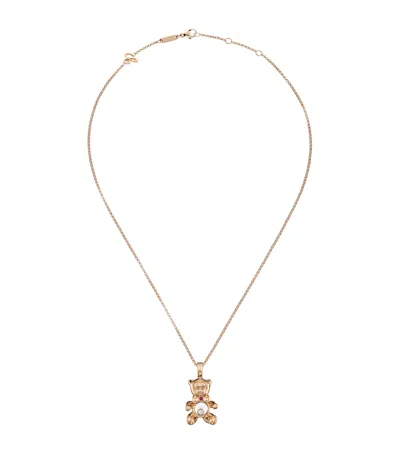 Chopard Rose Gold And Diamond Happy Diamonds Teddy Necklace