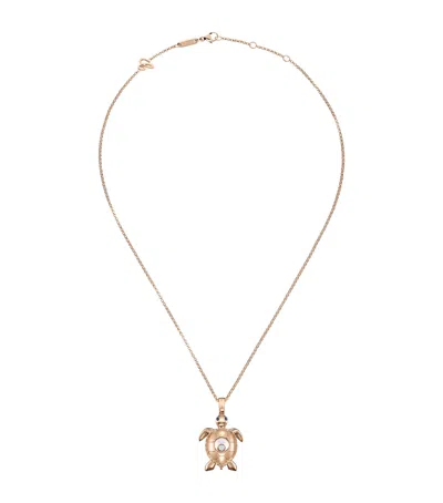 Chopard Rose Gold And Diamond Happy Diamonds Turtle Necklace