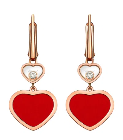 Chopard Rose Gold And Diamond Happy Hearts Earrings