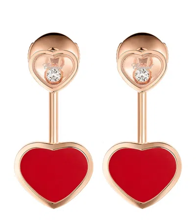 Chopard Rose Gold And Diamond Happy Hearts Earrings