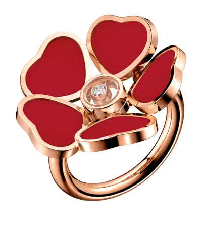 Chopard Rose Gold And Diamond Happy Hearts Flower Ring