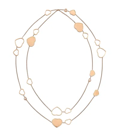 Chopard Rose Gold And Diamond Happy Hearts Golden Hearts Sautoir Necklace