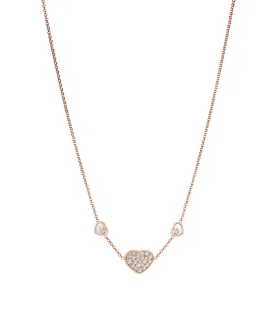 Chopard Rose Gold And Diamond Happy Hearts Necklace