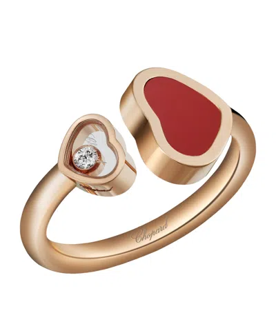 Chopard Rose Gold And Diamond Happy Hearts Ring