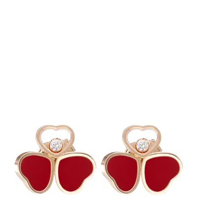 Chopard Rose Gold And Diamond Happy Hearts Wings Earrings