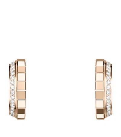 Chopard Rose Gold And Diamond Ice Cube Hoop Earrings