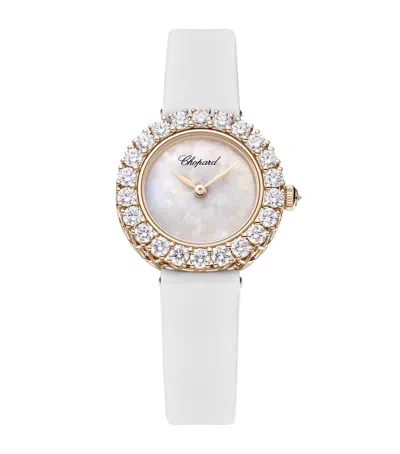 Chopard Rose Gold And Diamond L'heure Du Diamant Round Watch In White