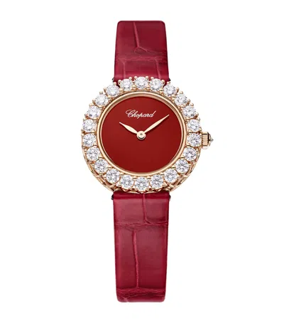 Chopard Rose Gold, Diamond And Carnelian L'heure Du Diamant Watch In Red