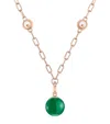 Chopard Rose Gold, Diamond And Green Agate Happy Diamonds Planet Necklace In Rose Gold