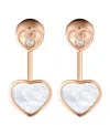 Chopard Rose Gold, Diamond And Mother-of-pearl Happy Hearts Earrings In Rose Gold