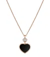 CHOPARD ROSE GOLD, DIAMOND AND ONYX HAPPY HEARTS PENDANT NECKLACE