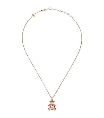 Chopard Rose Gold, Diamond And Ruby Happy Diamonds Ladybird Necklace