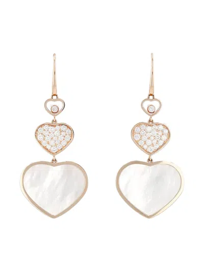 Pre-owned Chopard Rose Gold Happy Hearts Diamond Earrings