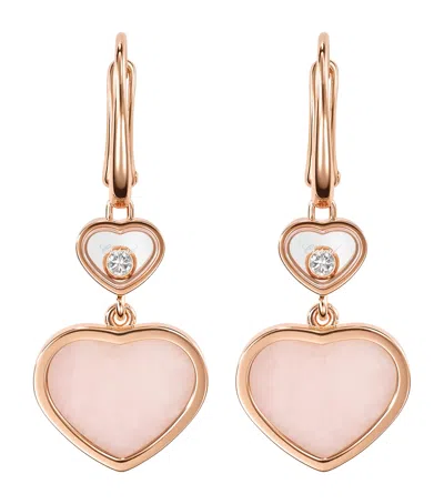 Chopard Rose Gold, Opal And Diamond Happy Hearts Earrings